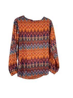 VeronicaM Chevron Zig Zag Multicolor Long Sleeve Blouse Size S